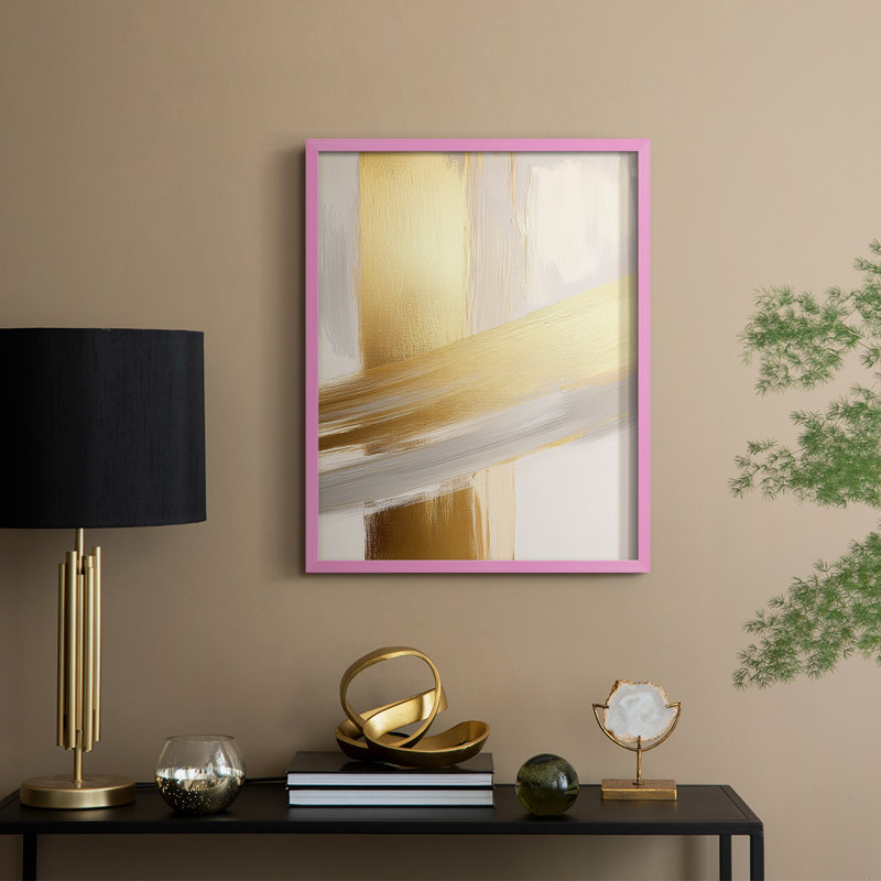 Abstrait, art abstrait encadré, prêt à accrocher, Rose, H 29 po x l 23 po