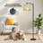 Arc Floor Lamp Cute White Bunny Sitting Among Colorful Wildflowers Meadow Floor Lamps with Remote LED Lights Adjustable Lamp Shades Tall Standing Lamps for Reading Office Living Room