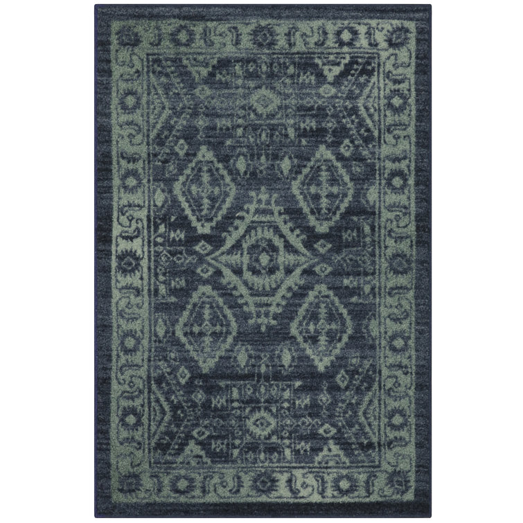 Tapis bleu / vert / étain touffeté Eual