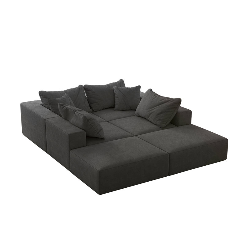 Boneless Upholstered Modular Sectional Sofa Couch, Gray
