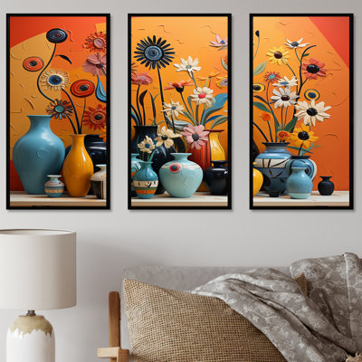 «Orange Boho Pottery Expressions II», art mural Boho