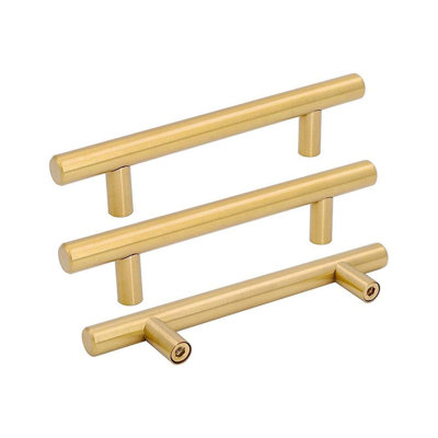 30 Pack 3-1/2 inch Gold Cabinet Handles Brushed Gold Cabinet Pulls Stainless Steel Drawer Pulls, Durable Kitchen Cabinet Handles - Bathroom Bedroom Dresser Handles Easy DIY Upgrade