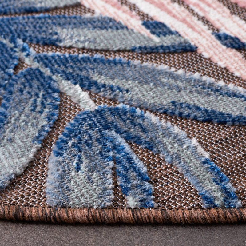 Scituate Floral Brown/Blue/White Indoor / Outdoor Area Indoor/Outdoor Area Rug, Rectangle 9' x 12'