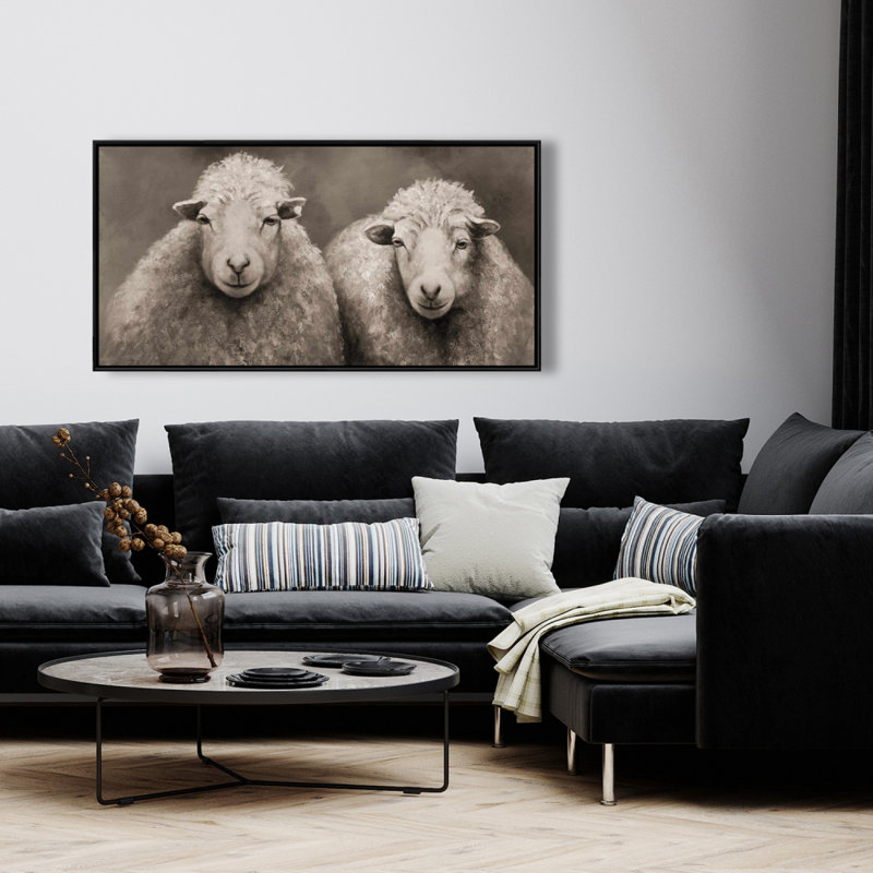 Sheep Sepia Print On Canvas, 24" H x 48" W