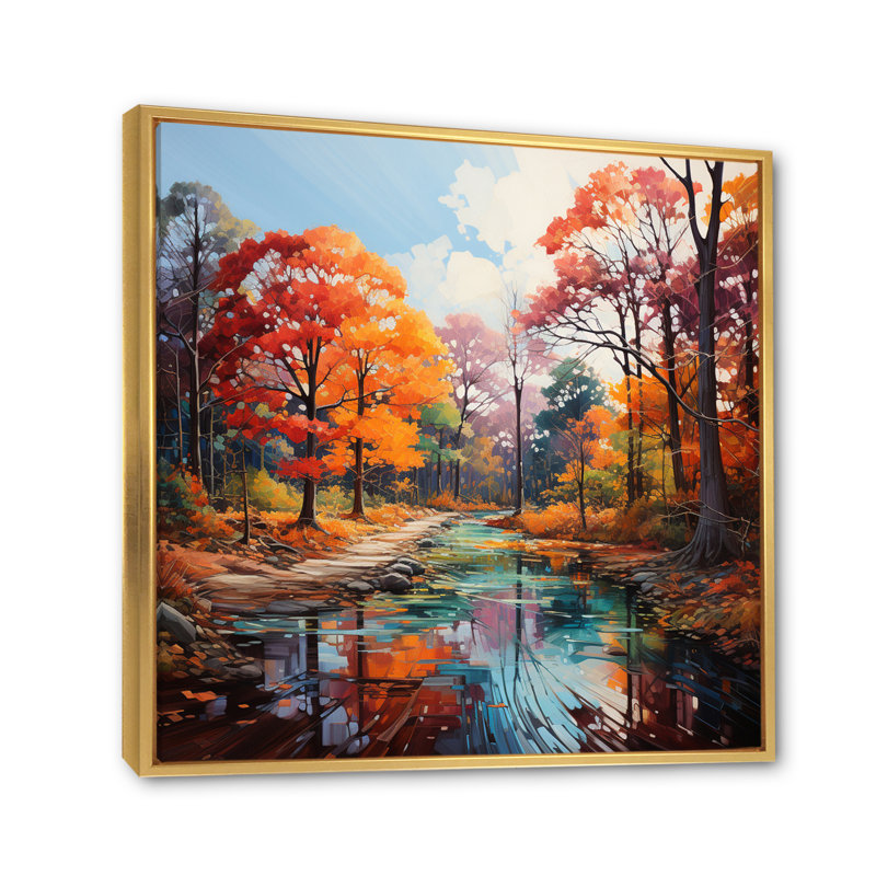 " Germany Autumn In Orange II ", Gold Floater Framed, 24" H x 24" W x 1" D
