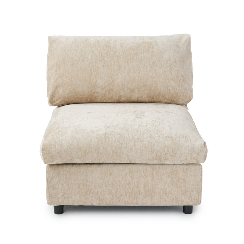 Kessi Slipcovered Armless Chair, Khaki