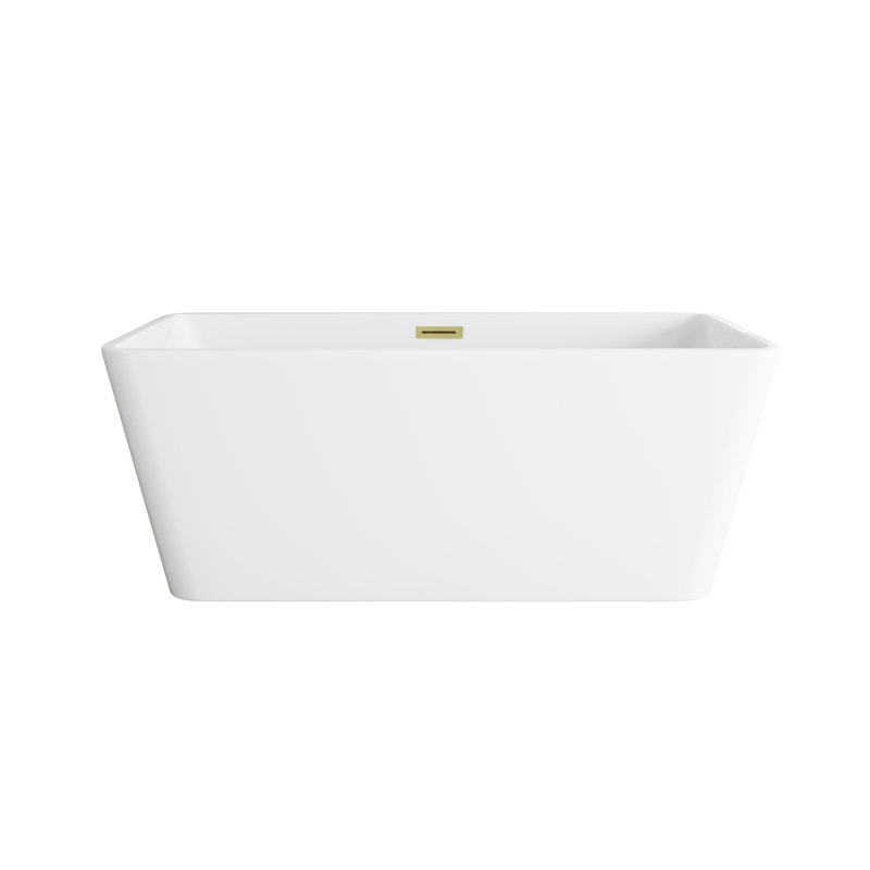 Baignoire 59 po en blanc brillant avec bordure 59 po, Or brossé