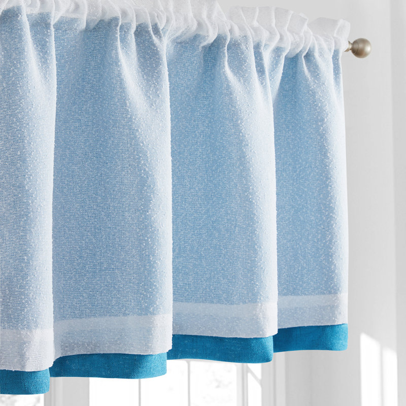 Double Layer Valance, Rustic Overlay Rod Pocket Window Valance (Set of 2), Sky Blue, 52" W x 19" L
