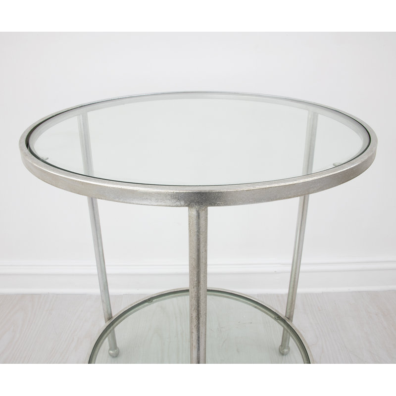 Lilia End Table, Antiqued Silver Leaf