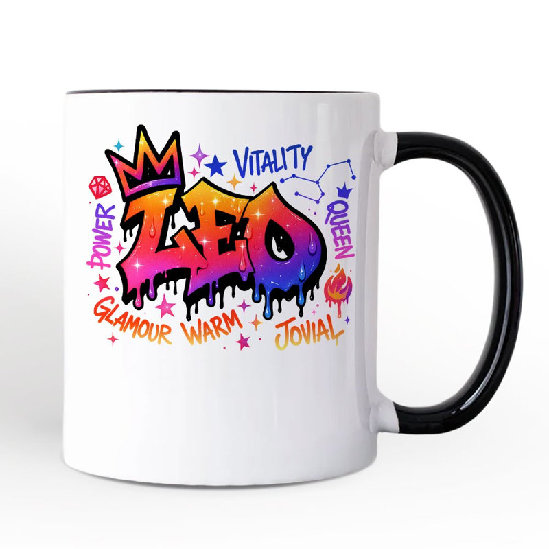 Tasse de zodiaque Leo Graffiti, horoscope d'astrologie de rue avec cadeau
