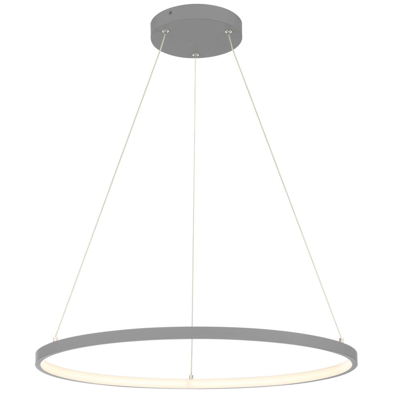 Boyu 1 - Light LED Unique/Statement Pendant, Grey, 0.75" H x 15.75" W x 15.75" D