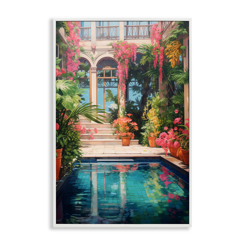 Giclée encadrée rose rose, H 30 po x l 20 po, Estampe numérique encadrée blanc bord de mer