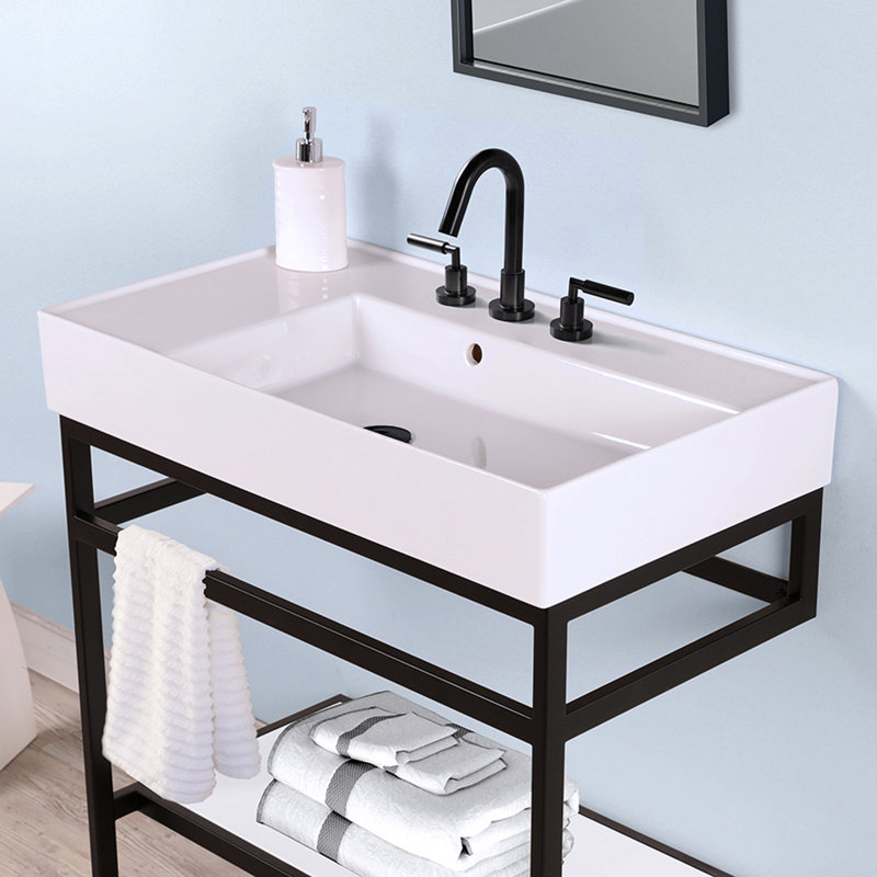 Aquaotto 32'' L Bathroom Sink, 0 Hole