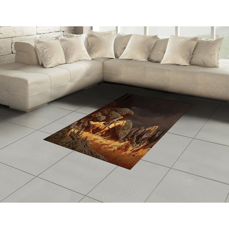 Tapis décoratif en fibres de polyester à haute densité Western, Rectangle— 4 pi x 5 pi 8 po