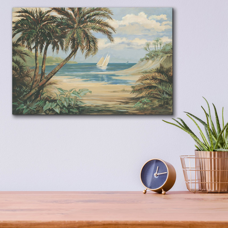 «Palm Bay» par Paul Brent, art en verre acrylique, H 12 po x l 16 po x P 0,13 po