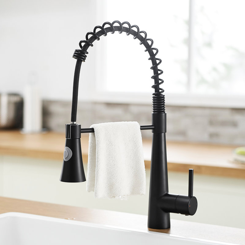Robinet de cuisine noir avec robinet - installation facile et quincaillerie incluse pour le nettoyage, Noir mat