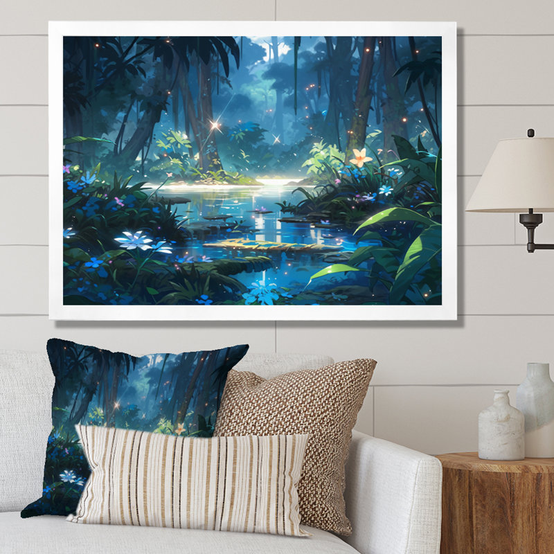 Wild Jungle - impressions sur toile de forêt, Cadre simple blanc, H 24 po x l 32 po x P 1 po