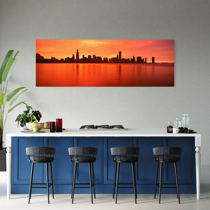 Illinois, Chicago, coucher de soleil abstrait, art contemporain de la ville, H 60 po x l 20 po