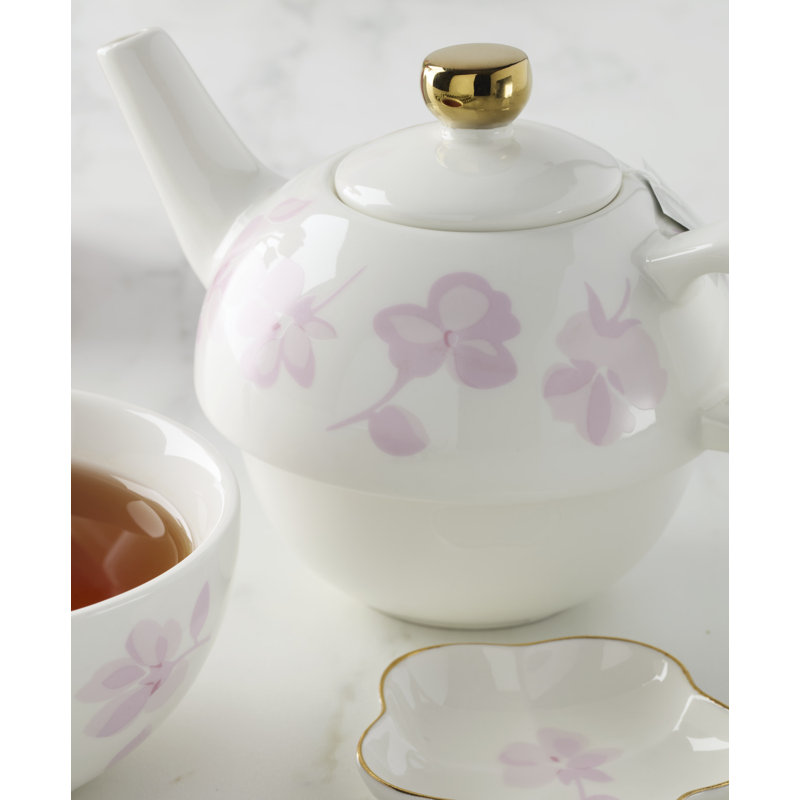 Spring Pansies Tea For One with Tea Bag Holder