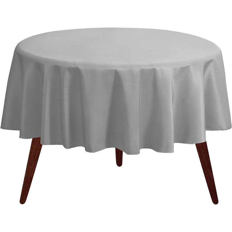 Ambee Round No Pattern Polyester Tablecloth, 70" Round, Silver