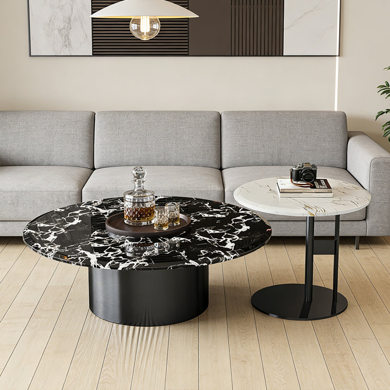 Table basse Schock, H 15,7 po x l 39,4 po x P 39,4 po, Noir / blanc