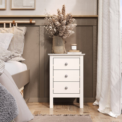  Three Drawer End Table/Nightstand - White