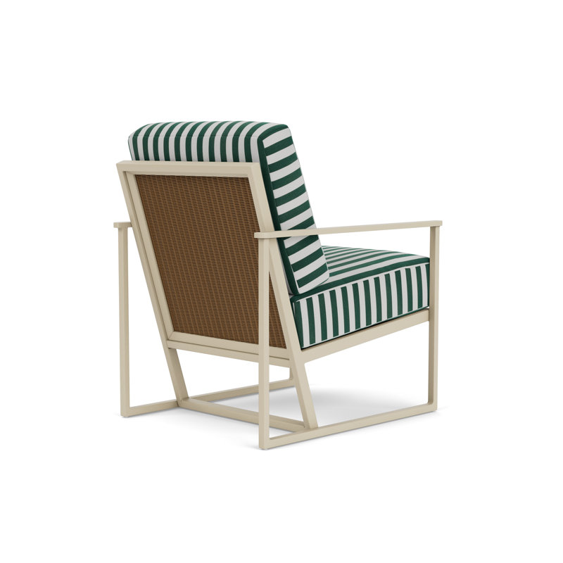 Summit Outdoor Lounge Chair, Linen, Hickory, Safari White Stripe