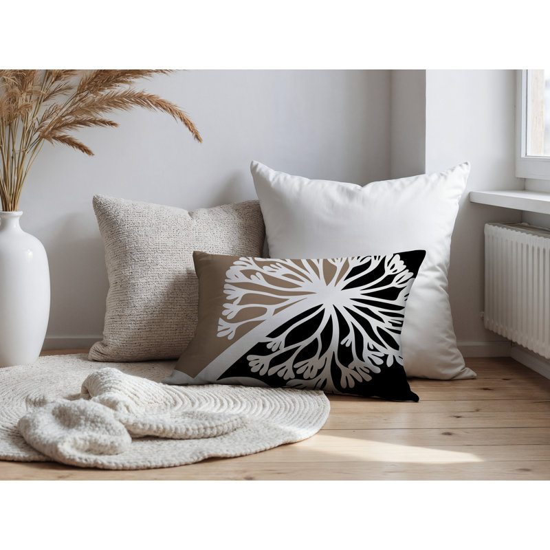 Oreiller rectangulaire réversible intérieur / extérieur Aldy, Rectangle H 14 po x l 20 po, Noir