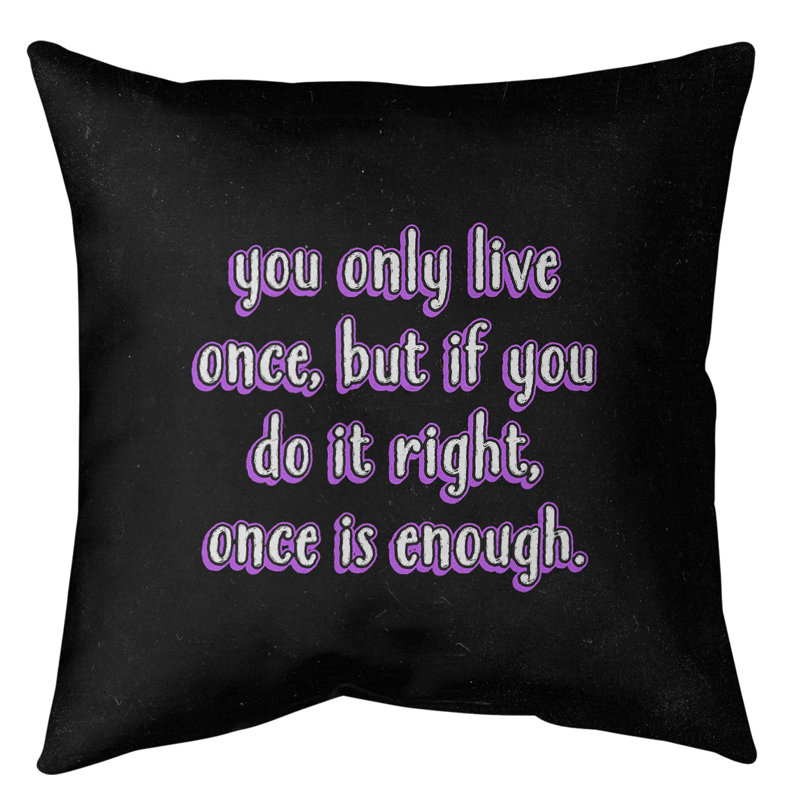 You Only Live Once Floor Pillow, 40" H x 40" W, Purple