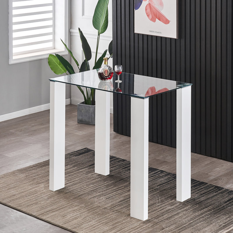 Atonya Glass Top Dining Table, Clear