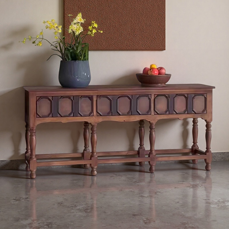Console vintage en bois massif de style français
