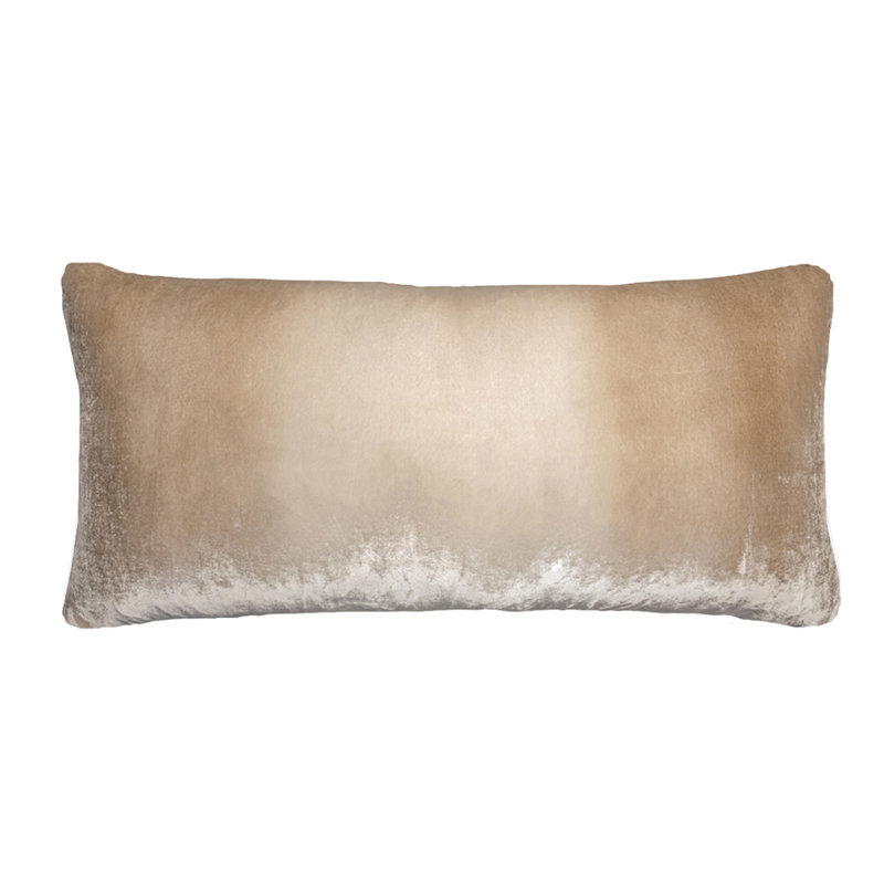 Ombre Rectangle Velvet Pillow Cover & Insert, Latte