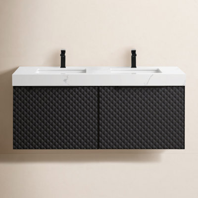 Diedrick 48'' Engineered Plywood Double Bathroom Vanity with Quartz Top