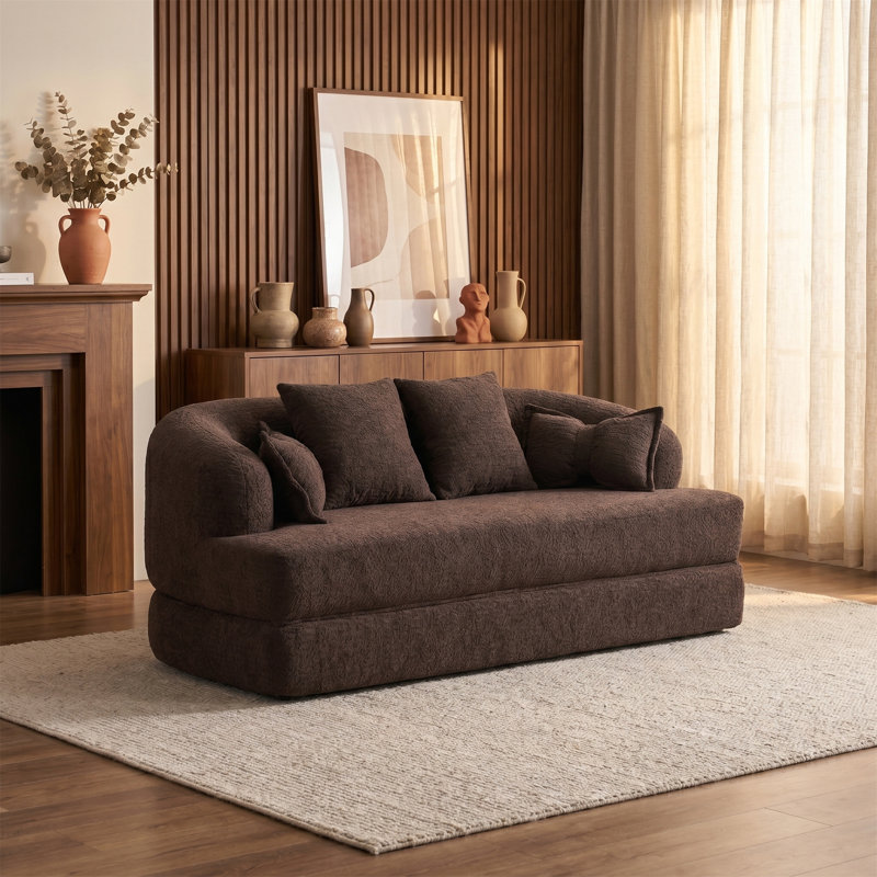 Le canapé brun de style moderne, le canapé-lit dépliant de 70 pouces, est livré avec 4 coussins décoratifs, parfait pour les salons et les appartements.