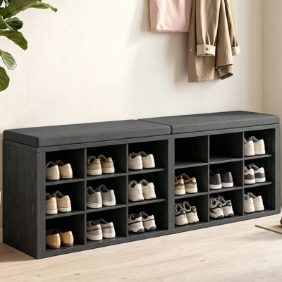 18 Pair Shoe Storage Bench, Entryway Storage Bench