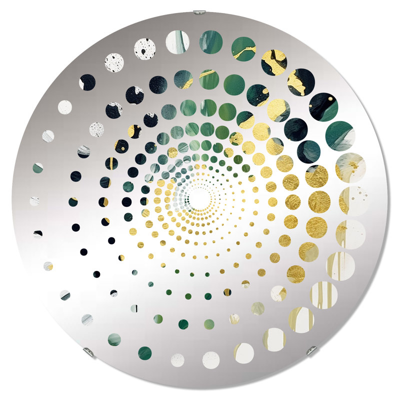 Vert et jaune Splash - Miroir décoratif à spirales MIR102097 C, 23,6 po x 23,6 po