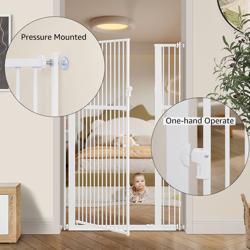 Pressure Mounted Pet Gate With Door, 78.7cm-94cm