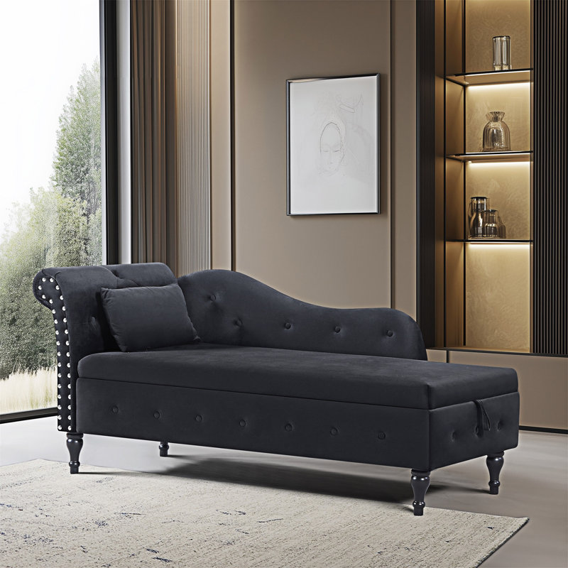 Chaise longue multifonctionnelle avec rangement, Noir