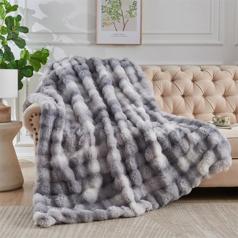 Bansri Throw Blanket, W203 x L153cm, Grey/White