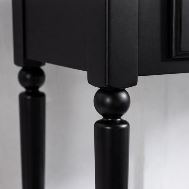 Coastal Solid + Manufactured Wood Narrow Sofa Table, Swan Black