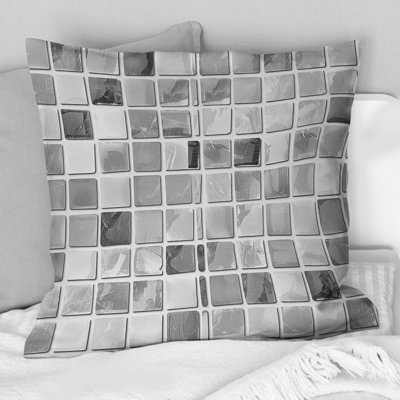 Grey Mosaic Tiles III - Modern Throw Pillow