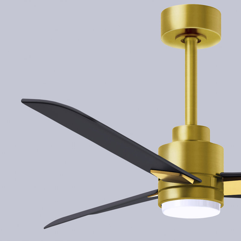 Ventilateur de plafond Alessandra, Laiton brossé, 42", Noir mat