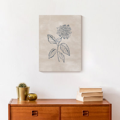 Blye Hydrangea Drawing On Canvas Print