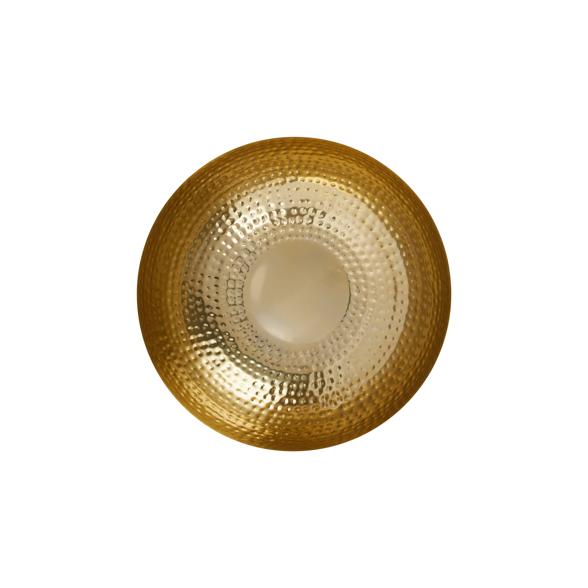 Rosy 14" Round Hammered Metal Bowl, Gold