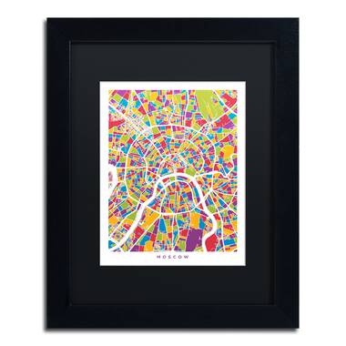 Moscow City Street Map II Framed On Canvas by Michael Tompsett Print