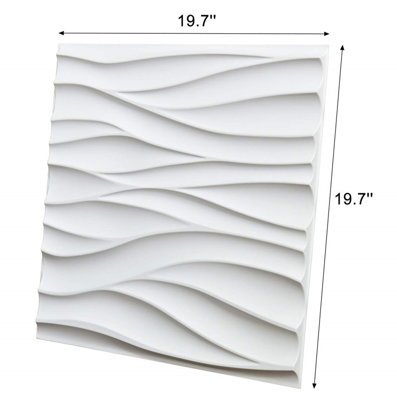 3D Wavy Pvc Wall Panel In Matt White Cover 2.97 Sq Meter, For Interior Wall Décor In Living Room,Bedroom,Lobby,Office,Shopping Mall,12Pcs