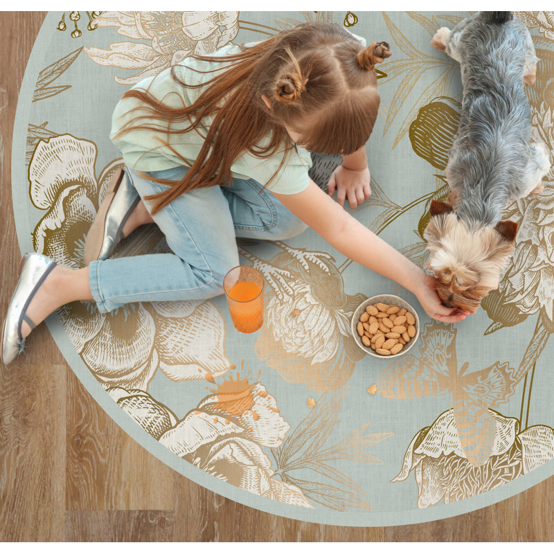 Burnest Vinyl Machine Printed Area Rug, Round 100cm
