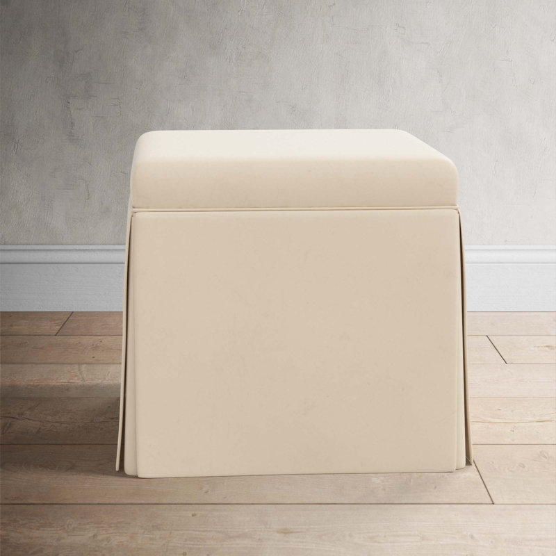 Bash Upholstered Storage Ottoman, Classic Pearl Performance Velvet