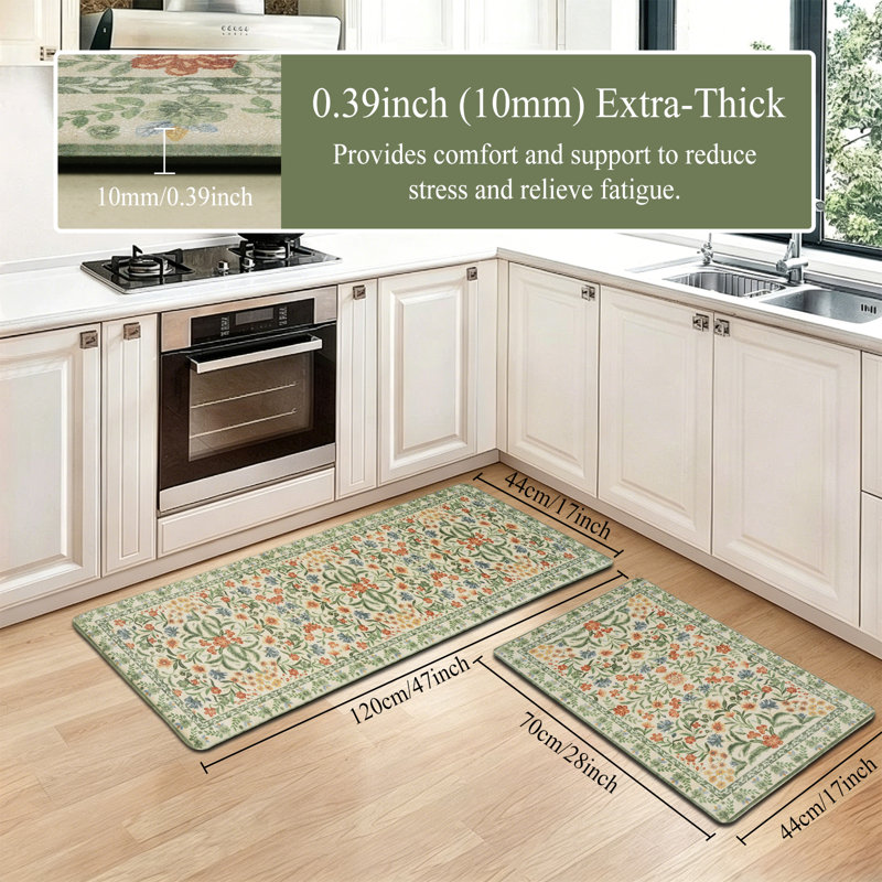 Tapis de cuisine anti-fatigue 2 pièces, Beige