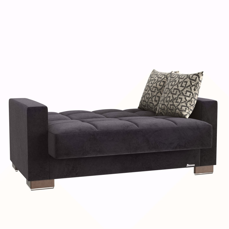 Causeuse convertible avec rangement en microfibre pour petits espaces Primenest Collection Zenaero, Tissu noir